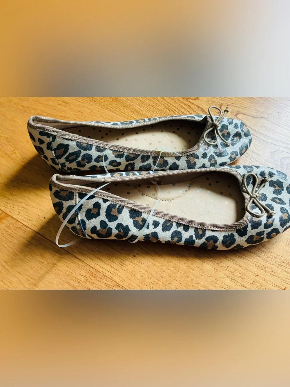 Cat & Jack Leopard Print Ballet Flats - Taupe/Black girls size 5